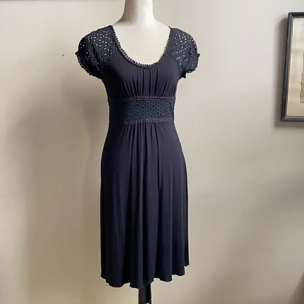 Lu Lu Lame Black Sheath Dress w/Stretch & Sheer Cut Outs (Size: Small) - Picture 4 of 16